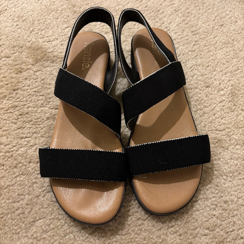 Kensie Black Elastic Strap Sandals Size 10M